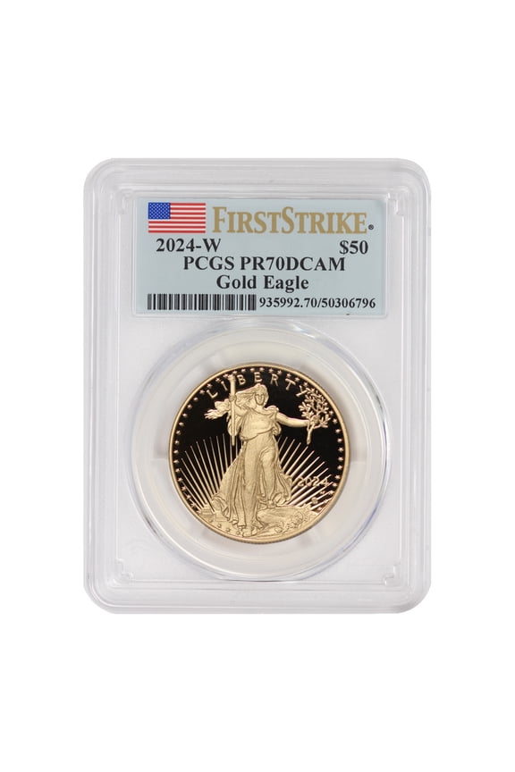 2024-W $50 Gold Eagle PCGS PR70 Deep Cameo First Strike Flag Label U.S. Mint Coin