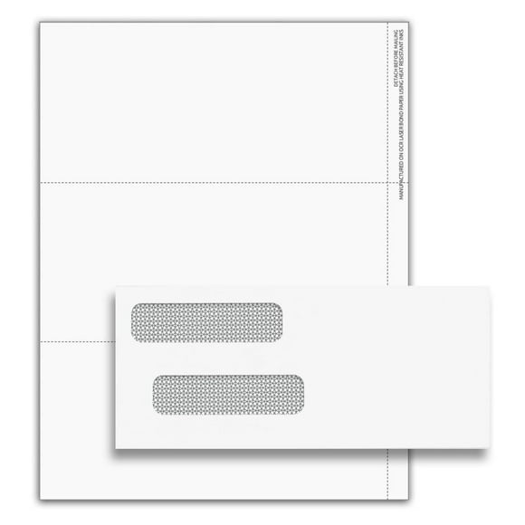 2024 W2 Forms 3-Up Laser - Employee Copy, 100 Sets - Horizontal Format with Envelopes - 8.5x11, Perforated, Blank W-2 Forms for Laser & Inkjet Printers