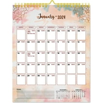 2024 Wall Calendar - 11.5" x 14.8", Spiral & Twin-Wire, Monthly Blocks, Holidays