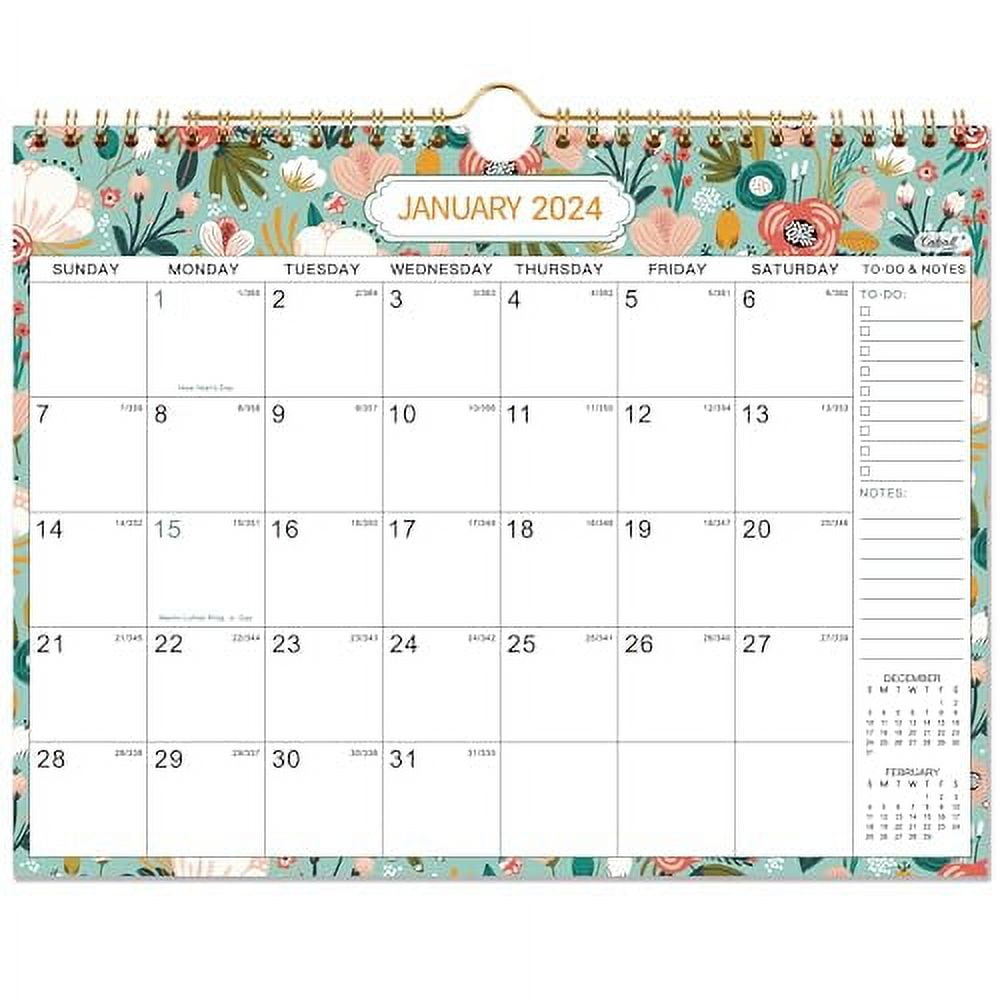 2024 Wall Calendar - Calendar 2024, January 2024 - DECEMBER 2024, 8.5" x 11", 2024 Calendar with Julian Dates, Twin-Wire Binding, Calendar 2024 Monthly with Large Blank Blocks