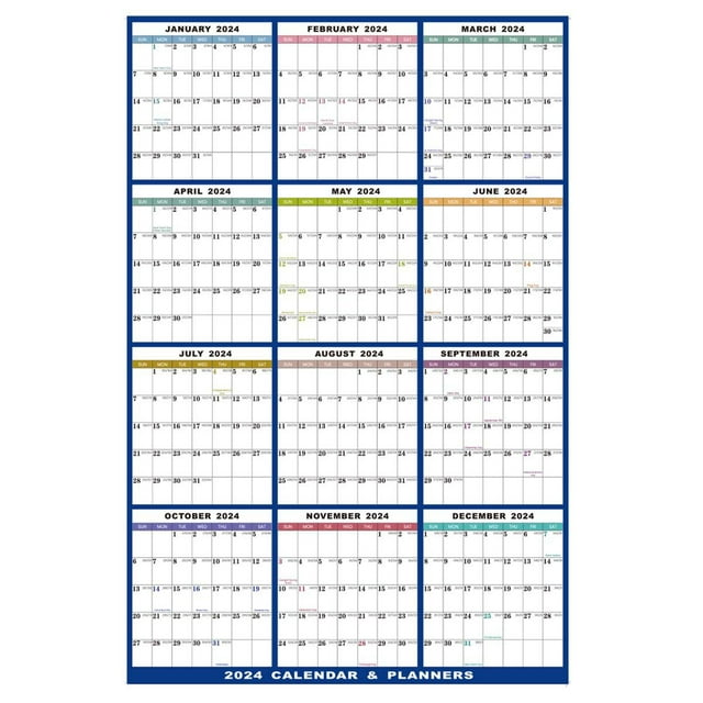 2024 Large Monthly Office Wall Calendar, Erasable, Laminated ...