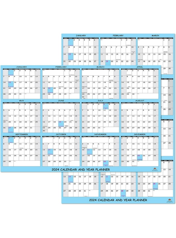 2024 Wall Calendar Large Wet & Dry Erase Laminated, Size 32" x 48", 12 Month Annual Yearly Wall Planner, Reversible, Horizontal/Vertical