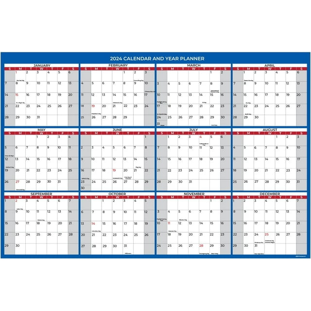 2024 Wall Calendar Monthly Large Wet & Dry Erase Laminated,Size 18