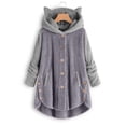 thumbnail image 1 of 2024 Warm Winter Fleece Jacket for Women Oversized Casual Loose Button Down Plush Fleece Hooded Cardigans Jacket Wool Coats Outwear, 1 of 4
