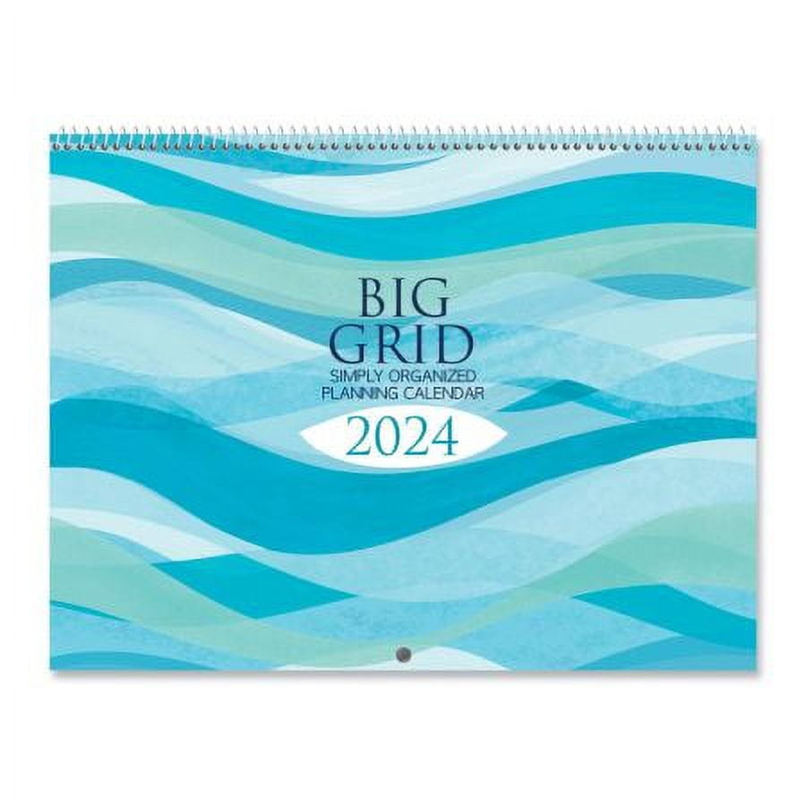 2024 Watercolor Waves Big Grid Wall Calendar, 12" x 9" (Closed), Spiral  Bound, by Current - Walmart.com