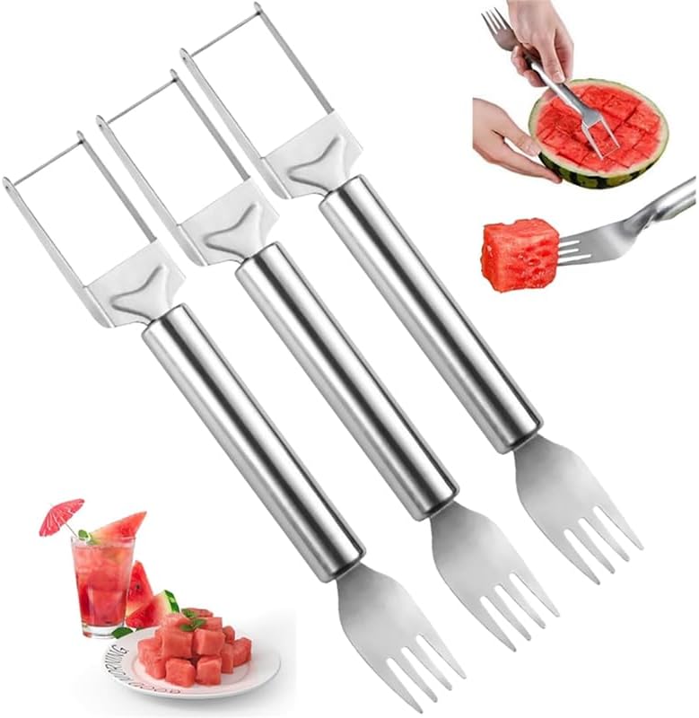 Fork Cutter 2024 Watermelon Cutter, 2-in-1 Stainless Steel Fruit Knife Watermelon ...