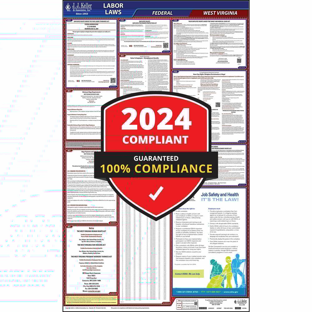 2024 West Virginia and Federal Labor Law Poster (English, WV State