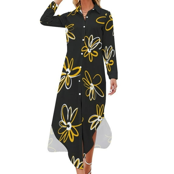 2024 White Daisies Print Chiffon Dress Sexy V Neck Meadow Floral Vintage Dresses Women Street Wear Casual Dress Birthday Present