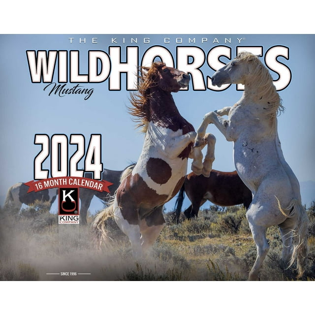 2024 Wild Horses Wall Calendar 16Month XLarge Size 14x22, Mustang