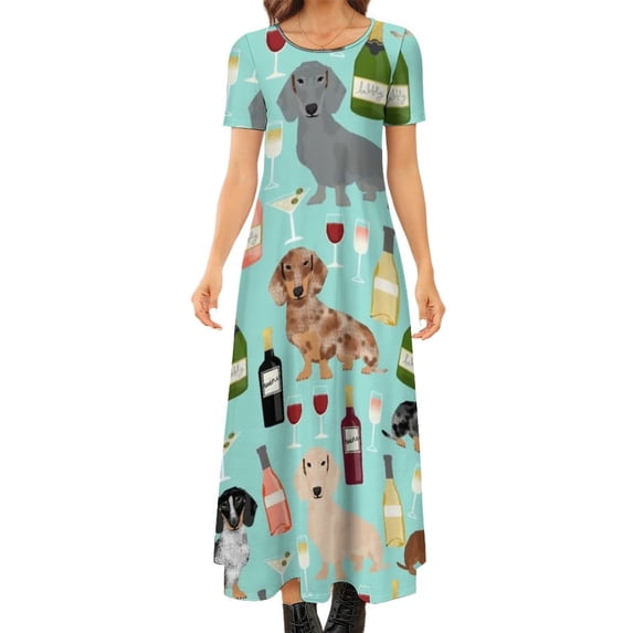 2024 Wine Glasses Dress Love Wine Aesthetic Bohemia Long Dresses Womens Cute Maxi Dress Birthday Present