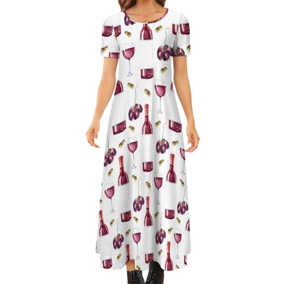 2024 Wine Glasses Dress Love Wine Aesthetic Bohemia Long Dresses Womens Cute Maxi Dress Birthday Present