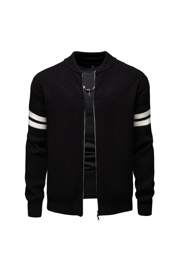 2024 Winter Men's Fashion Casual Color Combination Korean Version Stand Collar Long Sleeve Jacket