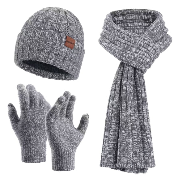 2024 Winter Men's and Women's Matching Style Knitted Hat Thick Warm Scarf and Glove Set for Cold Weather