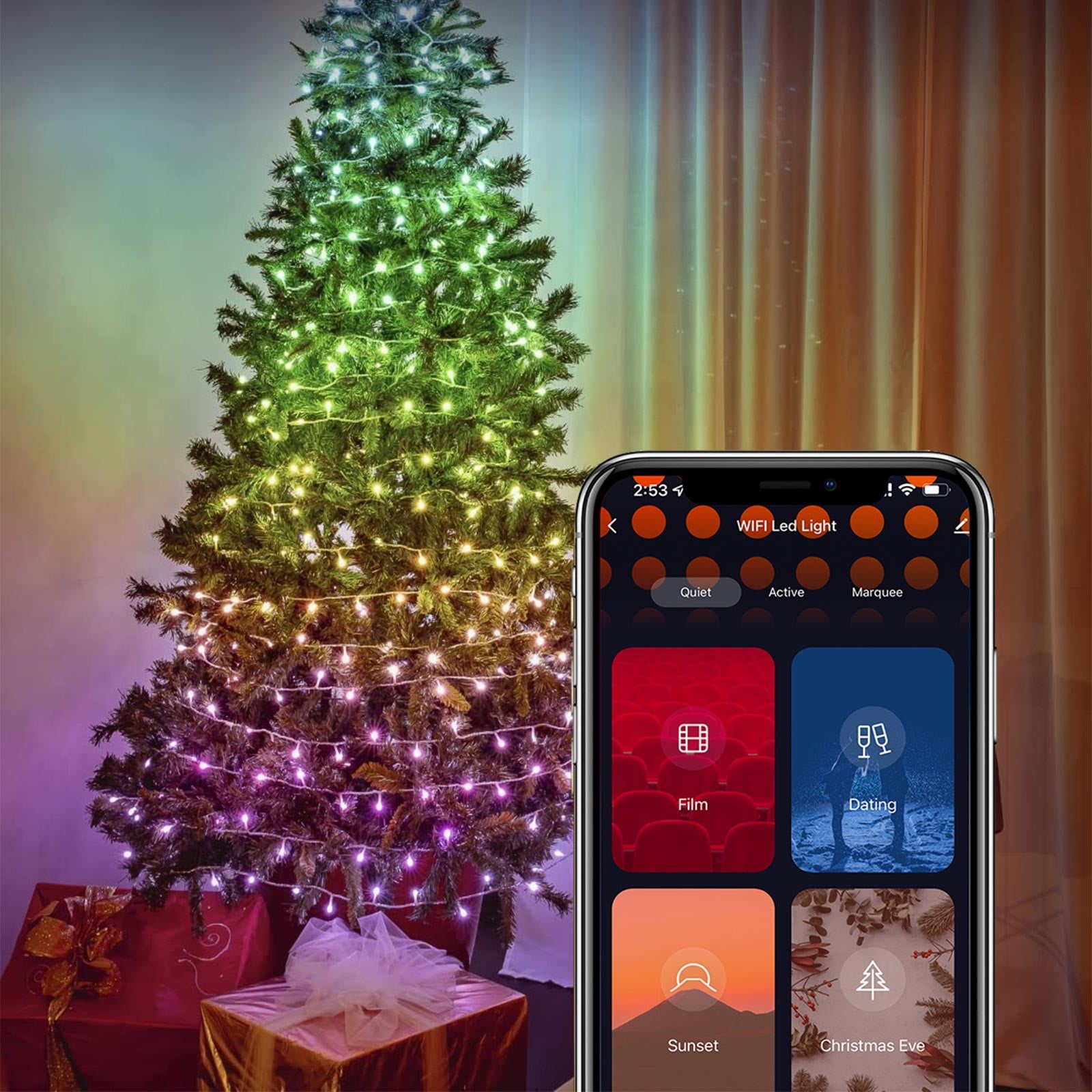 2024 Wire Light WiFi Controlled Colorful String Lights For Christmas