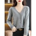 2024 Women Cardigans Long Sleeve Knitted Outerwear Solid Thin Spring