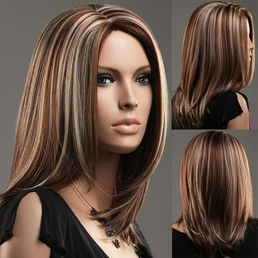 2024 Women Natural Synthetic Hair Wig Long Straight Mix Wavy Full Wigs Party Wigs