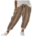 thumbnail image 1 of 2024 Women Pants Casual Classy Fashion Two Color Vertical Striped High Waist Loose Lazy Style Lace Up Trousers, 1 of 5