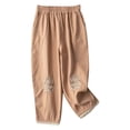 thumbnail image 1 of 2024 Women Pants Casual Work Cotton Embroidered Boho Vintage Loose Fit Lace Hem Summer Lightweight Trousers, 1 of 4