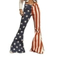 thumbnail image 1 of 2024 Women Pants Casual Work Independence Day Flag Flared Belt Stretch Wide Leg Jeans Streetwear Trousers, 1 of 9