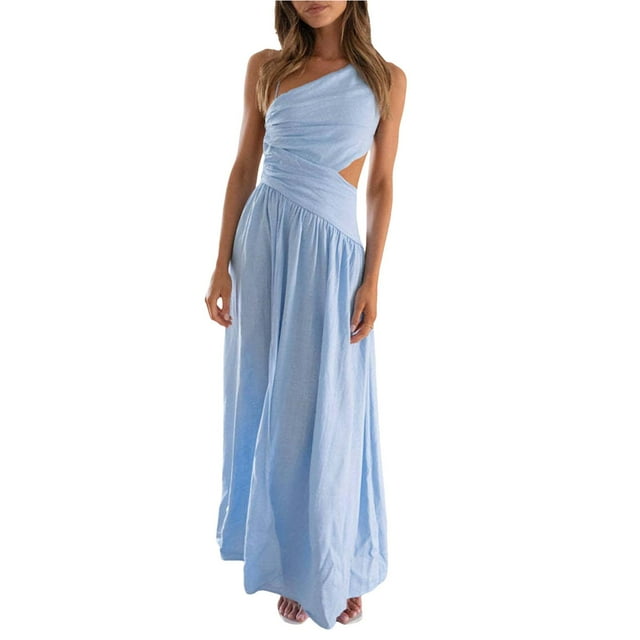 2024 Women Solid Color Spaghetti Strap V Neck Long Splicing Chic Off ...