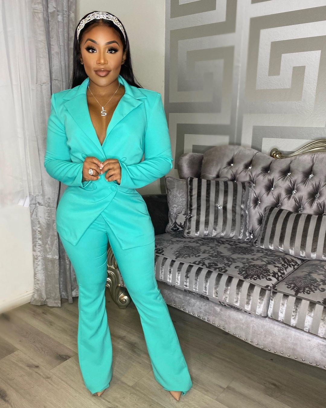 Mint green suit womens hotsell