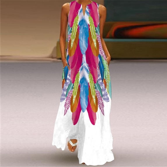 2024 Women Summer Long Women's Dress Black Sleeveless Loose Face Print Elegant Party Dresses For Women 2023 Casual Beach Dress Female