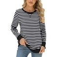 thumbnail image 1 of 2024 Women Winter Fall Tops Shirts Womens Oversized Crewneck Sweatshirts Long Sleeve Color Block Tee Shirts Casual Tops, 1 of 3