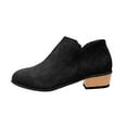 thumbnail image 1 of 2024 Women's Ankle High Low Hidden Wedge Boots Suede Side Zipper Low High Boots Black 4.5, 1 of 4