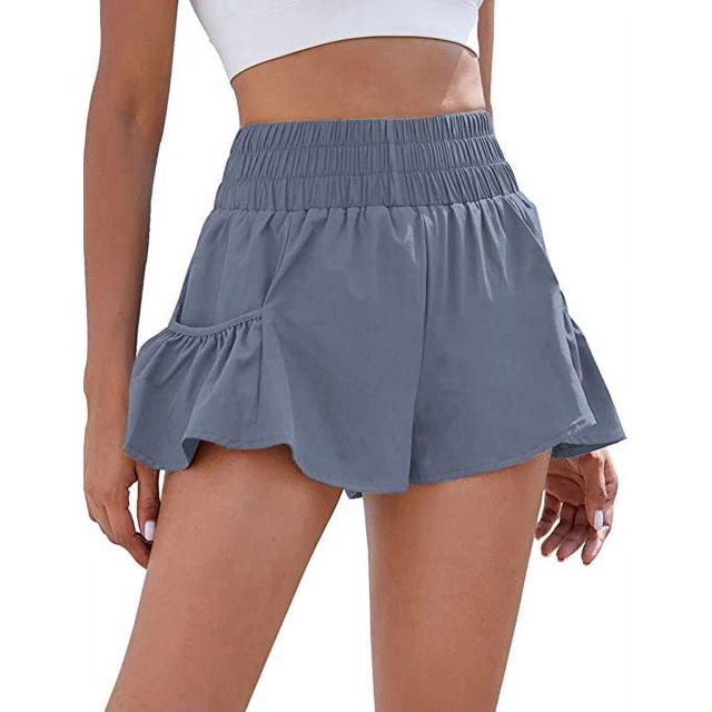 2024 Women's Athletic Sports Outdoor Clothing Shorts High Waisted Flowy