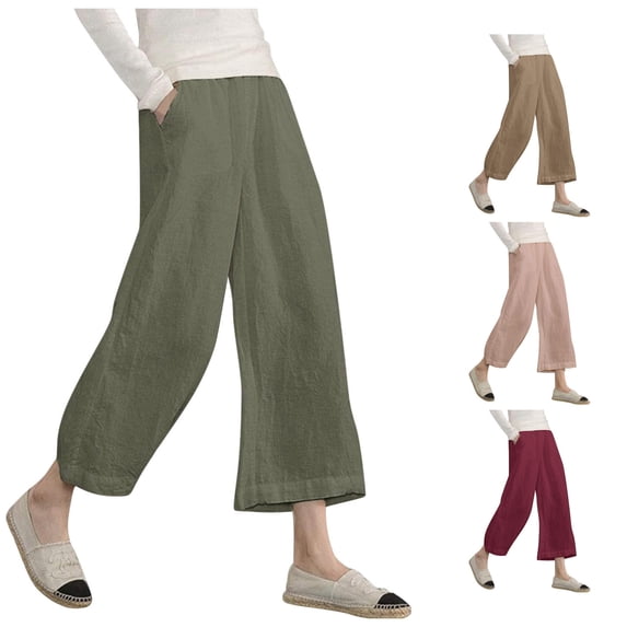 2024 Women's Casual Loose Elastic Waist Trousers Point Wide Leg Pants Cute Sweatpants