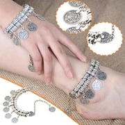 CICISIMP 2024 Women's Fashion Summer Beach Jewelry Metal Coin Tassel Bracelet Bracelet Ankle Bracelet Dual Use
