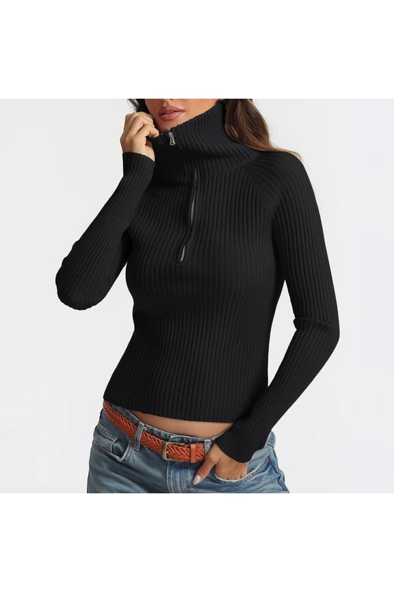 2024 Women's Half Zip Pullover Sweaters V Neck Collared Long Sleeve Ribbed Knit Fall Tops Dressy Casual Sweater Hoodies for Men Hoodies under 10 Women's Pullover Sweaters Short Sleeve Sweater for Men