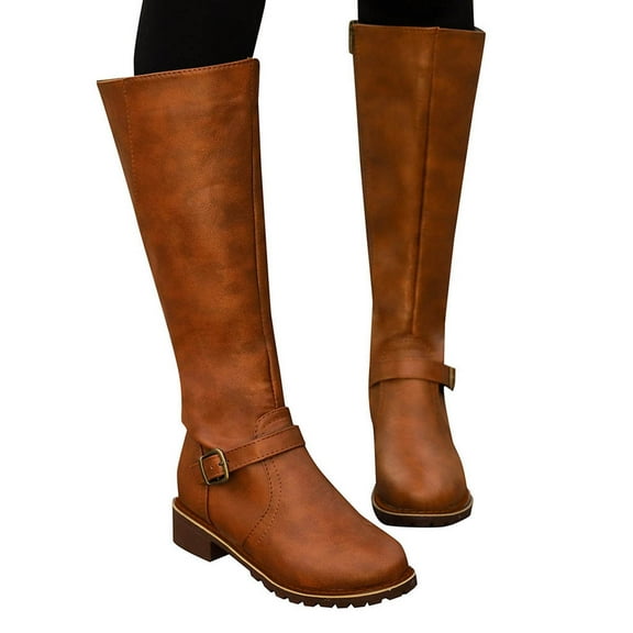 2024 Women's Knee High Winter Boots Cowboy Boots for Women Wide Calf Knee High Western Cowgirl Boots,Retro Country Boots with Classic Chunky Heel Pull on Vintage Tall Boots Brown 7.5