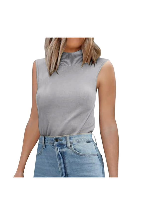 2024 Women's Turtle Neck Sweater Vest - Sleeveless Knit Pullover, Slim Fit