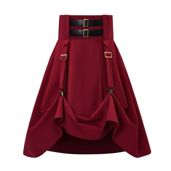 2024 Women's Retro High Waist A Line Skirt Medium Length Gothic Style Elastic Half Skirt Fashionable Comfortable Flowy