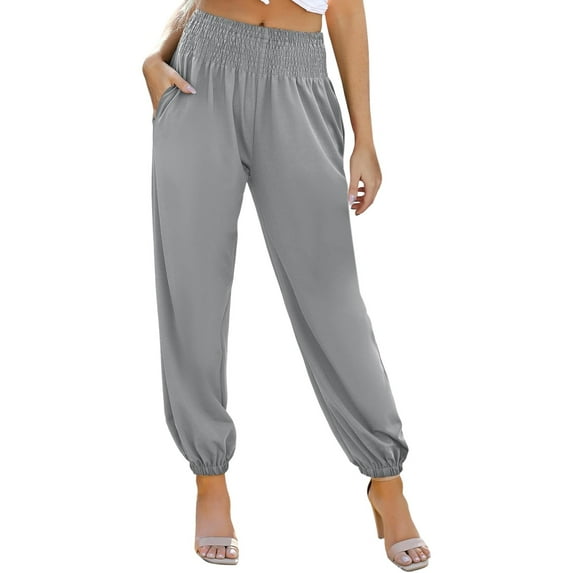 2024 Women's Solid Color Pocket Pleated High Waist Carrot Pants Loose Casual Pants Versatile Sweatpants