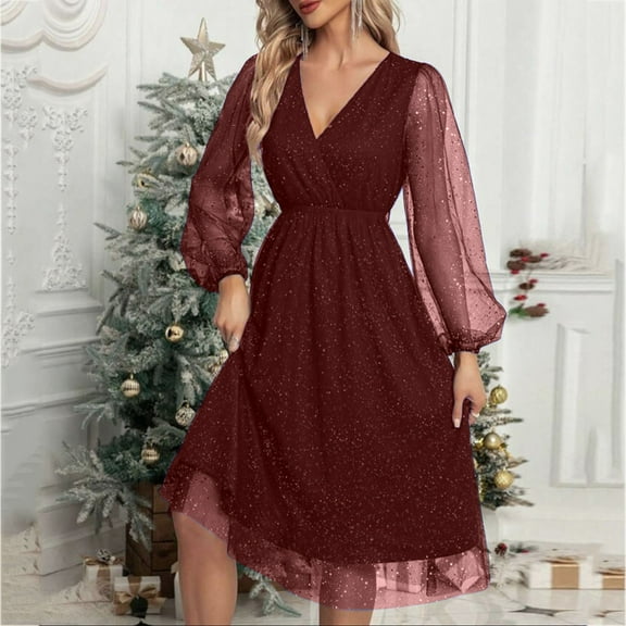 2024 Women's Sparkly Sequin Long Dress V Neck Long Sleeve Glitter Bodycon Party Club Dresses Dress Summer Long Dresses with Sleeves Maternity Dress for Women Long Sleeve Summer Dress for Women Womens