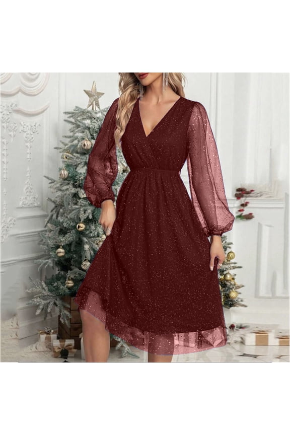 2024 Women's Sparkly Sequin Long Dress V Neck Long Sleeve Glitter Bodycon Party Club Dresses Dress Summer Long Dresses with Sleeves Maternity Dress for Women Long Sleeve Summer Dress for Women Womens