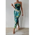 thumbnail image 1 of 2024 Women's Spring and Summer New Tube Top Slit Hemline at Hem Sleeveless Printed Fashion Dress, 1 of 9