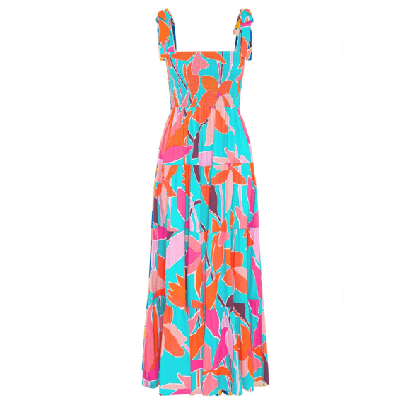 2024 Women's Summer Boho Spaghetti Strap A Line Beach Long Maxi Dress