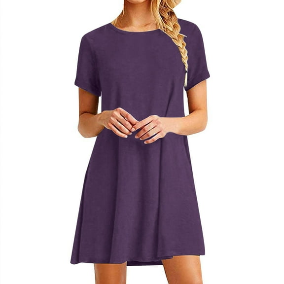 2024 Women's Summer Casual T Shirt Dresses Short Sleeve Dress Petite Summer Dresses for Women Trendy Summer Dresses Summer Dresses Clearance