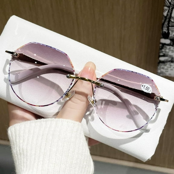 2024 Women's Sunglasses Reading Glasses +2.50 3D Lace Butterfly HD Presbyopic Eyeglasses Metal Gradient Gray Readers 2.50 UV
