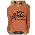 thumbnail image 1 of 2024 Women's Thanksgiving Shirt Alphabet Print Quarter Sleeve Crew Neck Pullover Top Soft Casual Comfortable Tee, 1 of 2