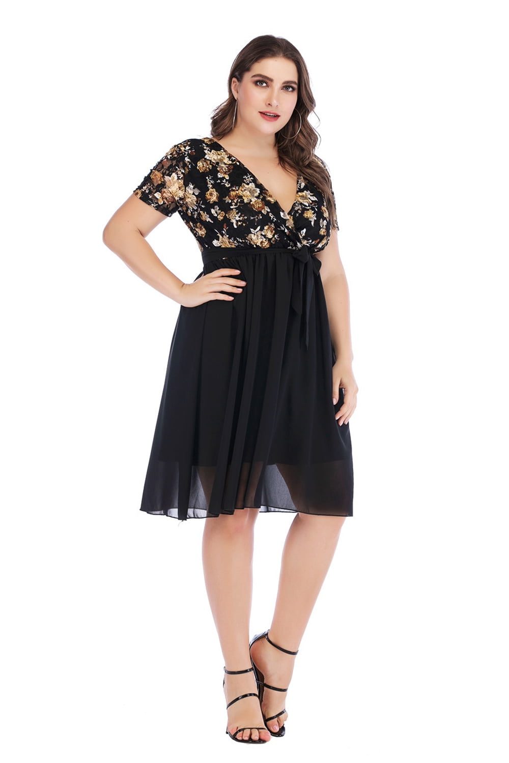 2024 Womens Casual Plus Size Dresses, Summer V Neck Dress Plus Size for ...