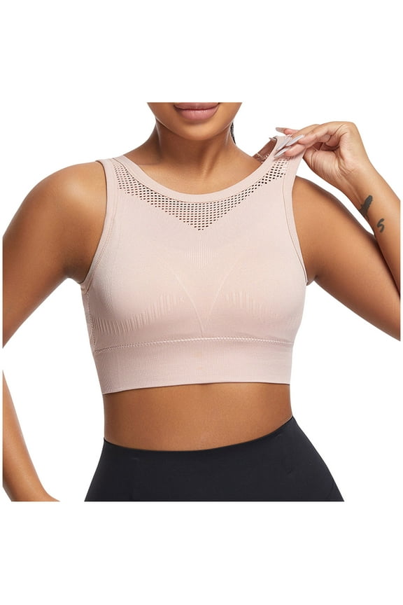 2024 Womens High Neck Longline Sports Bra, Padded Workout Sports Bras Crop Tank Tops Breathable Cool Push Up Air Bra