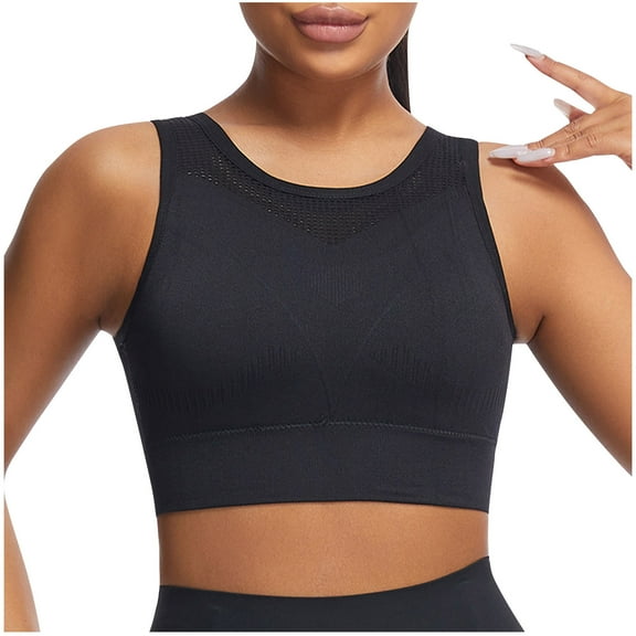 2024 Womens High Neck Longline Sports Bra, Padded Workout Sports Bras Crop Tank Tops Breathable Cool Push Up Air Bra