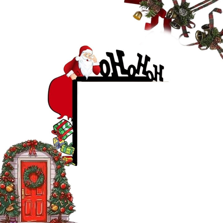 2024 Wooden Christmas Door Corner Decoration Christmas Door Top Frame