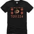 2024 Year of the Dragon Black TShirt Classic Chinese New Year Design