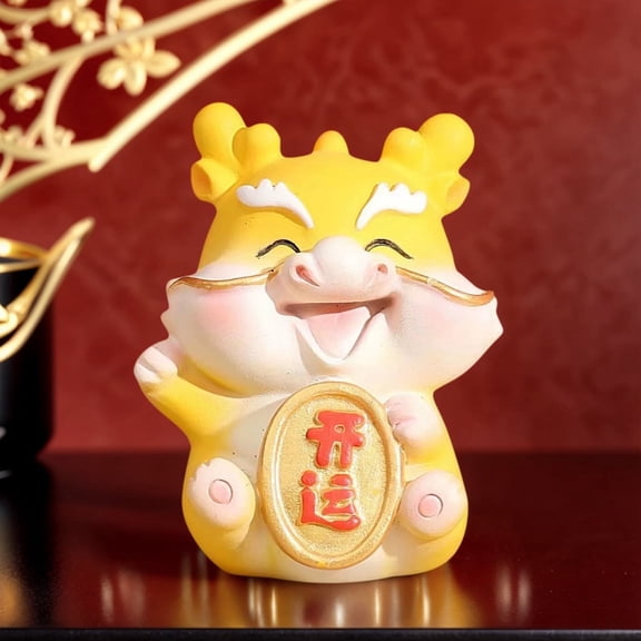 2024 Zodiac Cartoon Resin Desktop Ornament Chinese Art Piece Home Car Decoration Idea