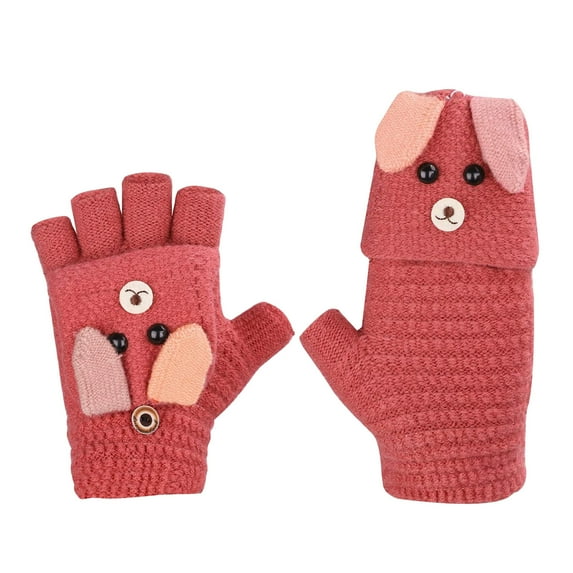 2024 breaise Children's Cute Five-Fingered Velvet Warm Knitted Gloves Fashion Gloves